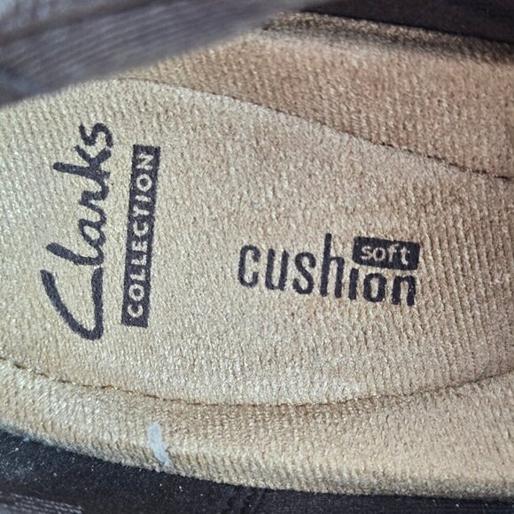 Clarks Collections Size 7.5 Brown Leather Slip On Loafer Wedge Rubber Heel - Picture 9 of 10